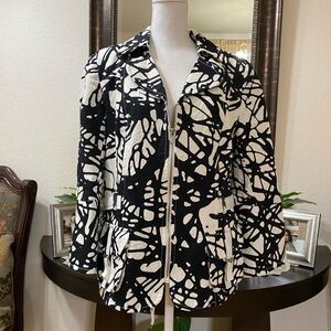 Anthracite by Muse black&white abstract zebra print 100% cotton jacket, Size 12